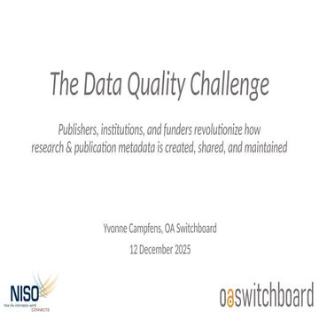 Campfens "The Data Qualify Challenge: Publishers, institutions, and funders r...