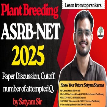 ASRB NET 2025 Paper GENETICS AND PLANT BREEDING ARS, SMS & STODiscussion | Co...