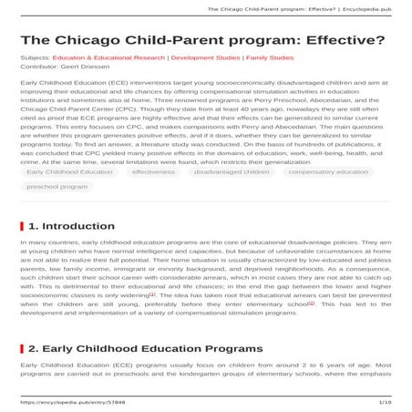 Geert Driessen (2025) Encyclopedia The Chicago Child-Parent program. Effective?