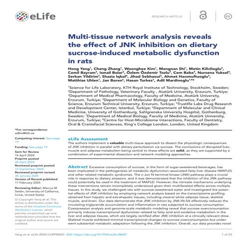 Multi-tissue network analysis reveals the effect of JNK inhibition on dietary sucrose-induced metabolic dysfunction in rats