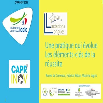 Caprinov 2025 - ESCaLL : Une pratique qui évolue, les éléments clés de la réu...