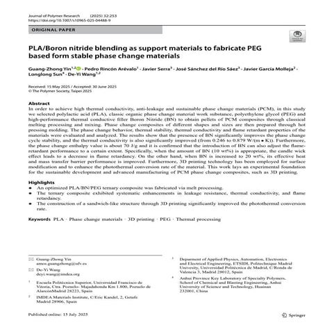 PLA/Boron nitride blending as support materials to fabricate PEG based form s...