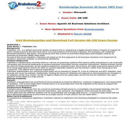 [2026-New]Braindump2go AB-100 Exam Dumps(1-28) | PDF