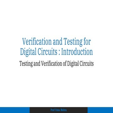 Introduction to Verification and Testing of Digital Circuits in VLSI ...