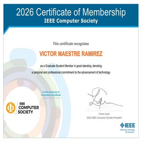 2026 Certificate of Membership - IEEE Computer Society - VICTOR MAESTRE ...