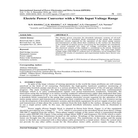 Electric Power Converter with a Wide Input Voltage Range