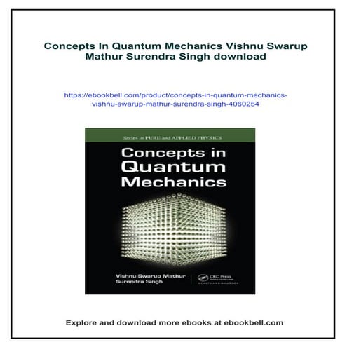 Concepts In Quantum Mechanics Vishnu Swarup Mathur Surendra Singh