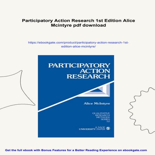 Participatory Action Research 1st Edition Alice Mcintyre | PDF