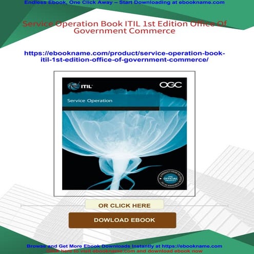 Service Operation Book ITIL 1st Edition Office Of Government Commerce