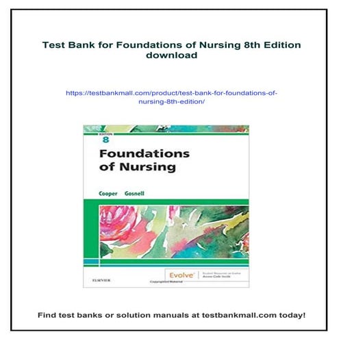 Test Bank for Foundations of Nursing 8th Edition