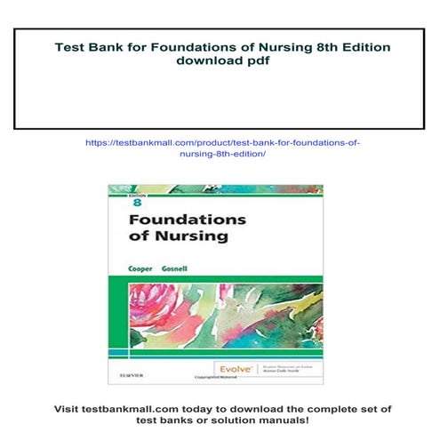 Test Bank for Foundations of Nursing 8th Edition