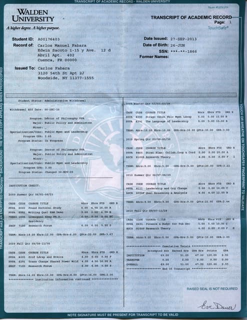 MTU Transcript | PDF