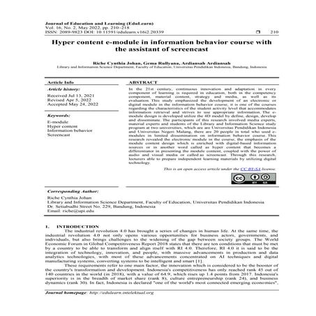 Hyper content e-module in information behavior course with the assistant of s...