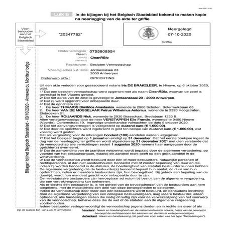 Oprichtingsakte CleanRBio