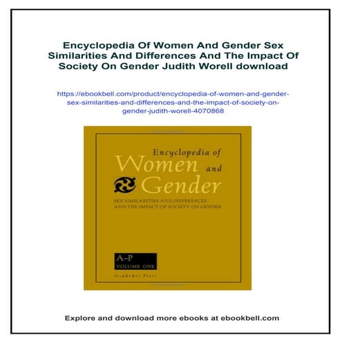 Encyclopedia Of Women And Gender Sex Similarities And Differences And ...