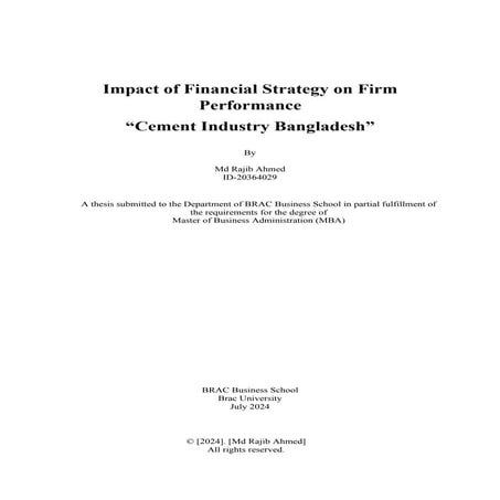 FINANCIAL PERFORMANCE OF TANCEM CEMENT COMPANY IN TAMIL NADU - A STUDY ...