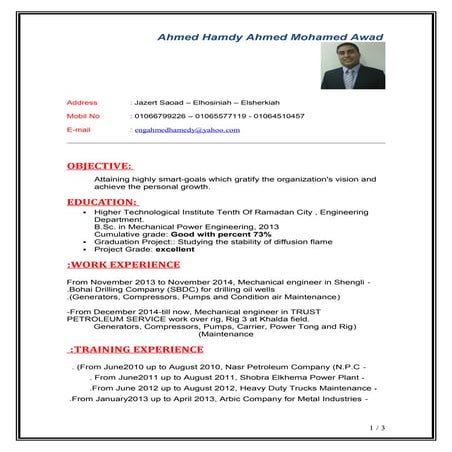 Mechanical engineer Ahmed Hamdy Awad