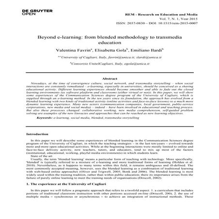 Beyond e-learning: from blended methodology to transmedia education