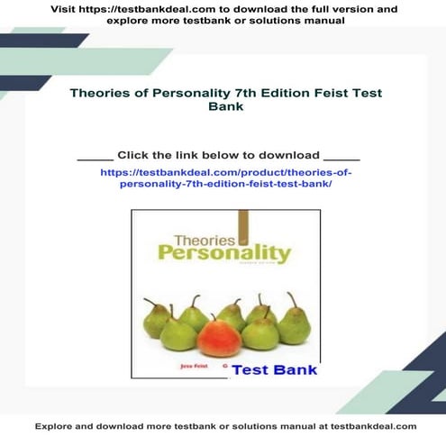 Theories of Personality 7th Edition Feist Test Bank