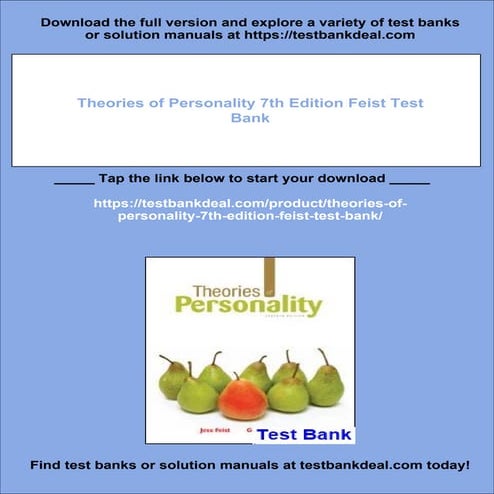 Theories of Personality 7th Edition Feist Test Bank