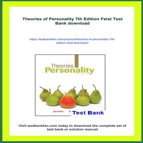 Theories of Personality 7th Edition Feist Test Bank | PDF