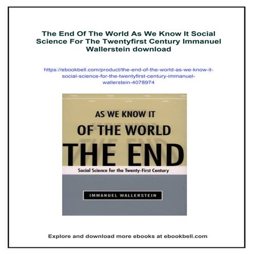 The End Of The World As We Know It Social Science For The Twentyfirst ...