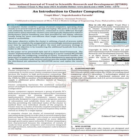 An Introduction to Cluster Computing