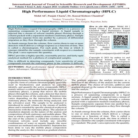 Comprehensive Overview of High Performance Liquid Chromatography (HPLC ...