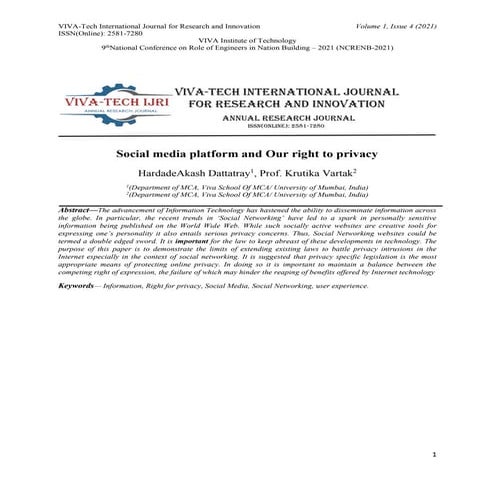 Social media platform and Our right to privacy