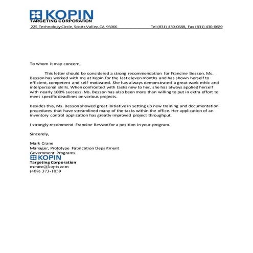 SGS Letter of Recommendation | PDF