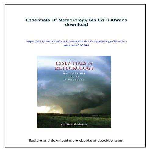 Essentials Of Meteorology 5th Ed C Ahrens