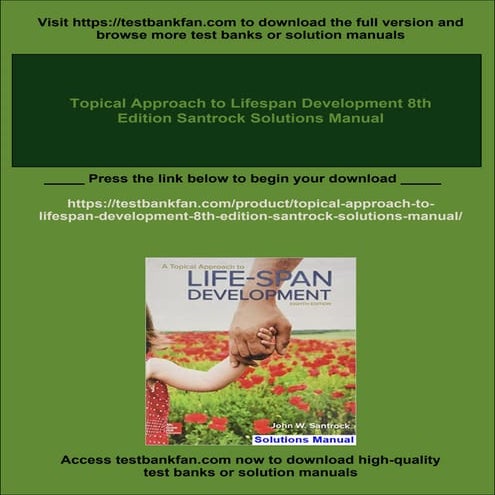 Topical Approach to Lifespan Development 8th Edition Santrock Solutions Manual