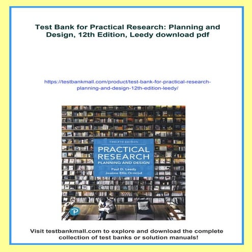 Test Bank for Practical Research: Planning and Design, 12th Edition, Leedy