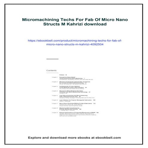 Micromachining Techs For Fab Of Micro Nano Structs M Kahrizi | PDF