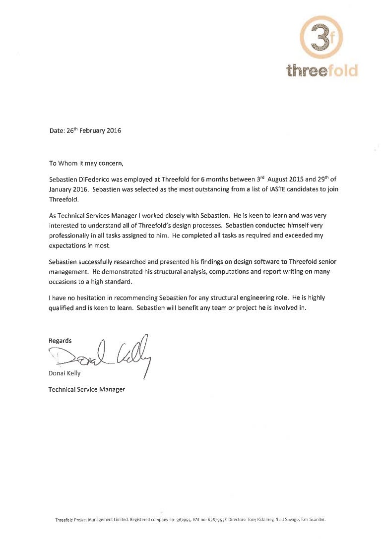 Threefold Referance Letter