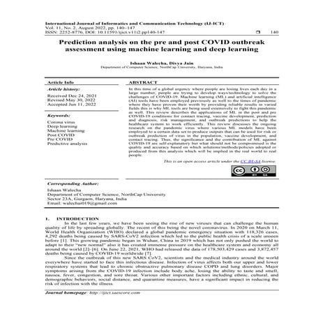 Prediction analysis on the pre and post COVID outbreak assessment using machi...