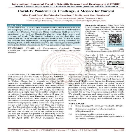 Role of nurses in covid 19 management | PPTX