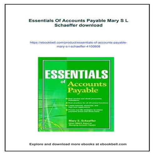Essentials Of Accounts Payable Mary S L Schaeffer