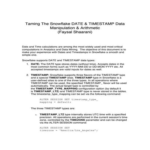 Date and Timestamp Types In Snowflake (By Faysal Shaarani)