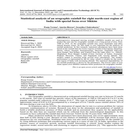 Statistical analysis of an orographic rainfall for eight north-east region of...