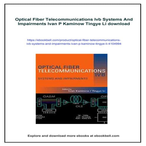 Optical Fiber Telecommunications Ivb Systems And Impairments Ivan P Kaminow T...