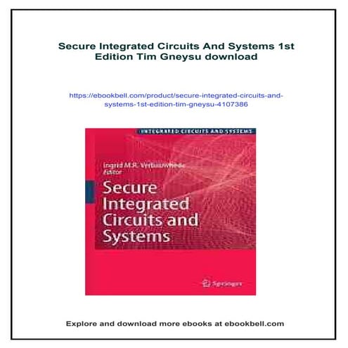 Secure Integrated Circuits And Systems 1st Edition Tim Gneysu