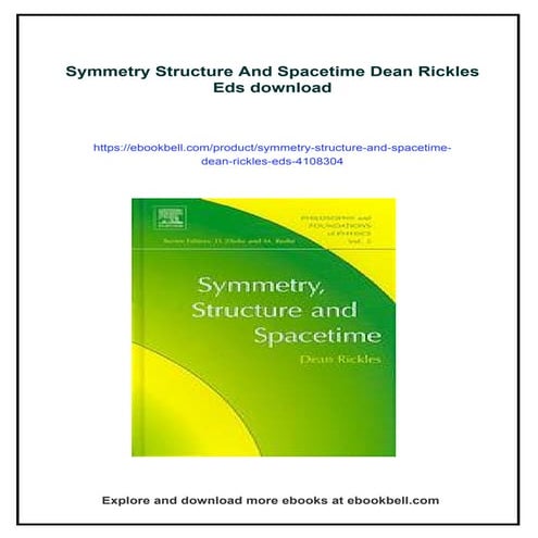 Symmetry Structure And Spacetime Dean Rickles Eds