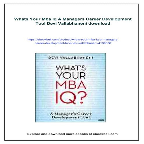 Whats Your Mba Iq A Managers Career Development Tool Devi Vallabhaneni