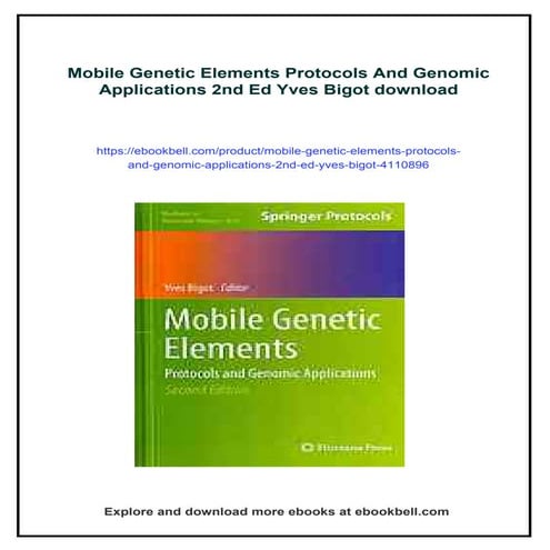 Mobile Genetic Elements Protocols And Genomic Applications 2nd Ed Yves ...