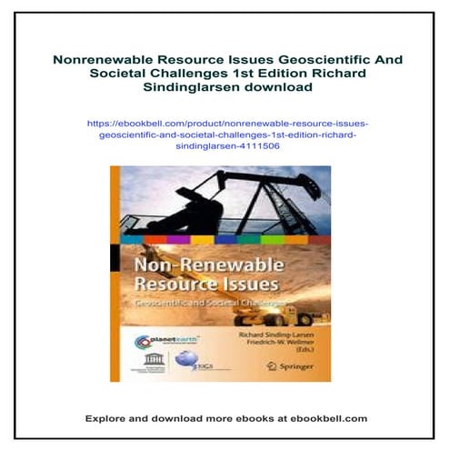 Nonrenewable Resource Issues Geoscientific And Societal Challenges 1st ...