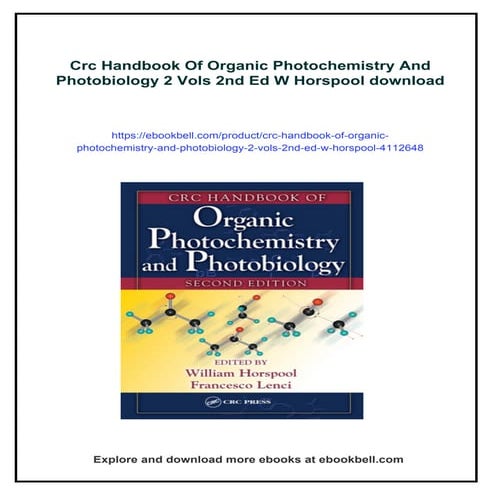 Crc Handbook Of Organic Photochemistry And Photobiology 2 Vols 2nd Ed W ...