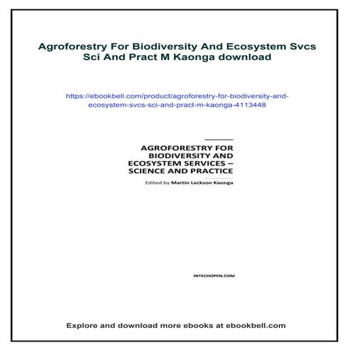 Agroforestry For Biodiversity And Ecosystem Svcs Sci And Pract M Kaonga