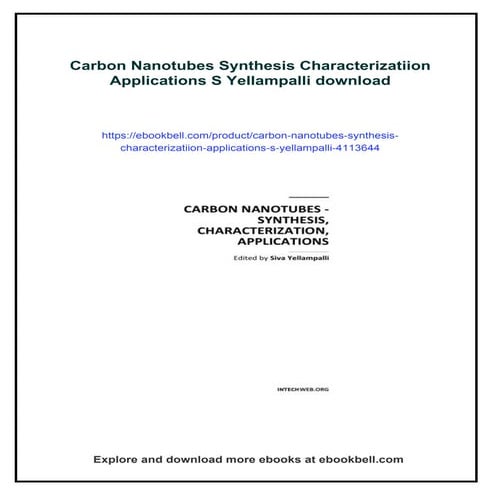 Carbon Nanotubes Synthesis Characterizatiion Applications S Yellampalli ...