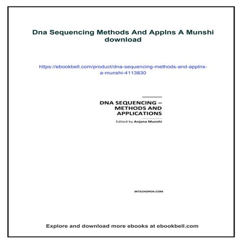Dna Sequencing Methods And Applns A Munshi | PDF